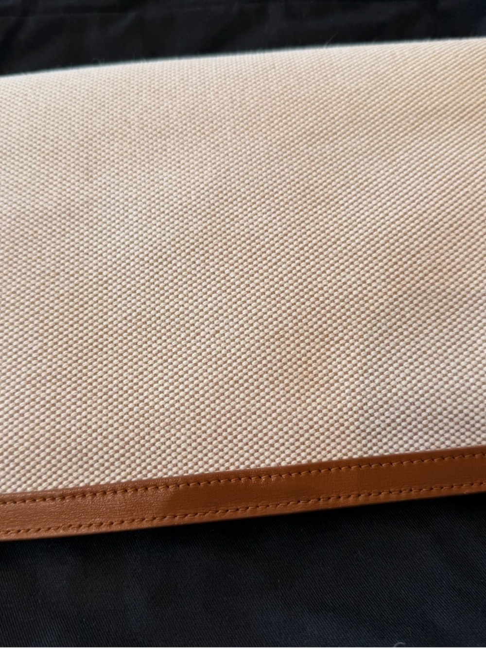 Saint Laurent Uptown Clutch Beige Canvas Tan Leather YSL $730-authentic - Picture 9 of 9